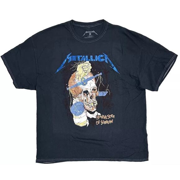 Urban Outfitters Metallica Harvester of Sorrow Tour Glitter Tee - M - Black - Picture 1 of 6